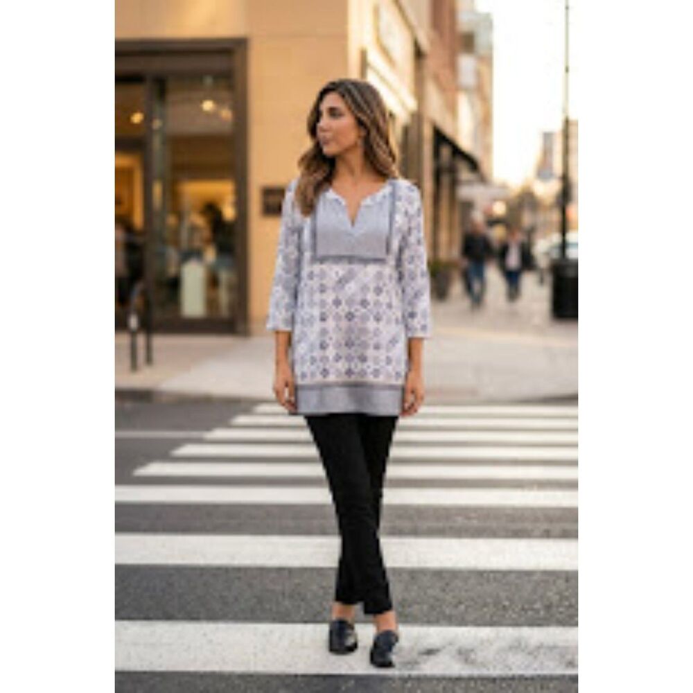 Women Within Grey Geometric Print Blouse